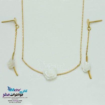 Half set of gold - Necklace and Earring - Curved Design-MS0454